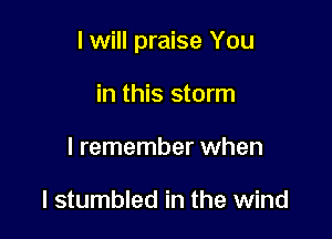 I will praise You

in this storm
I remember when

I stumbled in the wind