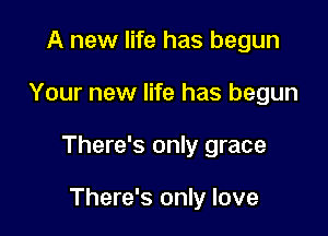 A new life has begun

Your new life has begun

There's only grace

There's only love