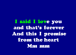 I said I love you

and that's forever
And this I promise
from the heart
Mm mm