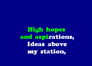 High hopes

and aspirations,
Ideas above
my station,