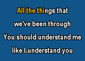 All the things that
we've been through

You should understand me

like lsunderstand you