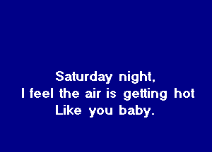 Saturday night,
I feel the air is getting hot
Like you baby.