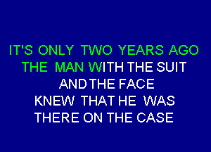 IT'S ONLY TWO YEARS AGO
THE MAN WITH THE SUIT
ANDTHE FACE
KNEW THAT HE WAS
THERE ON THE CASE