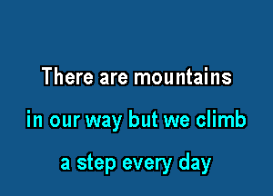 There are mountains

in our way but we climb

a step every day