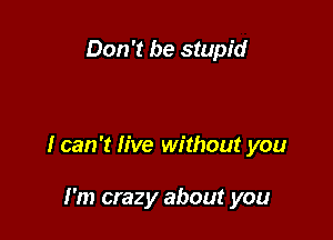 Don't be stupid

lcan't live without you

I'm crazy about you
