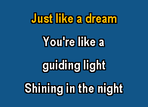 Just like a dream
You're like a

guiding light

Shining in the night