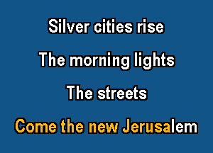 Silver cities rise

The morning lights

The streets

Come the new Jerusalem