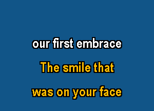 our first embrace

The smile that

was on your face