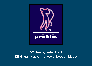 mitten by Peter Lord
(56M! Apnl Music, Inc, 0 b o Leosun Musuc