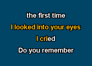 the first time

I looked into your eyes

lcded

Do you remember