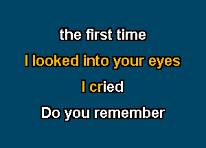 the first time

I looked into your eyes

lcded

Do you remember