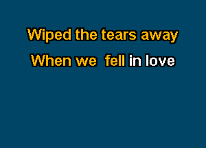 Wiped the tears away

When we fell in love