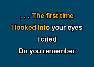 . . . The first time

I looked into your eyes

lcded

Do you remember