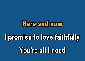 Here and now

I promise to love faithfully

You're all I need