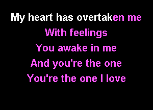 My heart has overtaken me
With feelings
You awake in me

And you're the one
You're the one I love