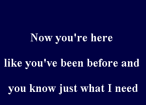 Now you're here

like you've been before and

you know just What I need