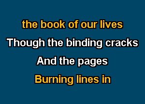 the book of our lives
Though the binding cracks

And the pages

Burning lines in