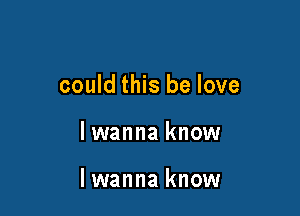 could this be love

lwanna know

lwanna know