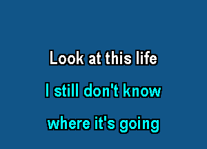 Look at this life

I still don't know

where it's going