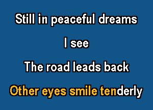 Still in peaceful dreams

I see

The road leads back

Other eyes smile tenderly