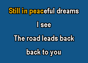 Still in peaceful dreams

I see

The road leads back

back to you
