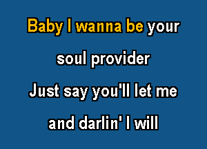 Baby I wanna be your

soul provider
Just say you'll let me

and darlin' I will