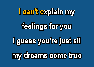 I can't explain my

feelings for you

I guess you're just all

my dreams come true