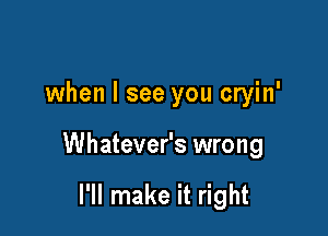 when I see you cryin'

Whatever's wrong

I'll make it right