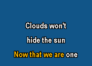 Clouds won't

hide the sun

Now that we are one