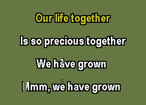 Our life together

ls so precious together

We have grown

Inmm, we have grown