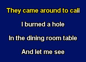 They came around to call

I burned a hole

In the dining room table

And let me see