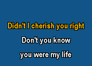 Didn't I cherish you right

Don't you know

you were my life