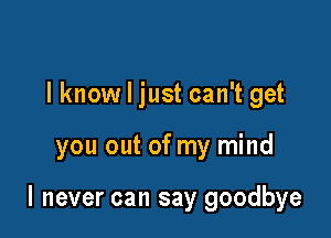 lknow I just can't get

you out of my mind

I never can say goodbye