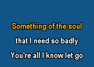 Something ofthe soul

that I need so badly

You're all I know let go