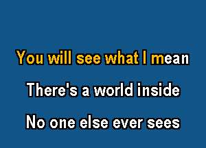 You will see what I mean

There's a world inside

No one else ever sees