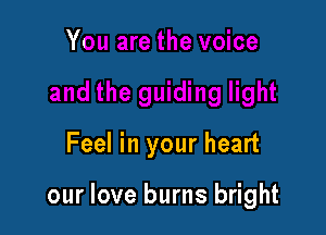 Feel in your heart

our love burns bright