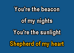You're the beacon
of my nights

You're the sunlight

Shepherd of my heart