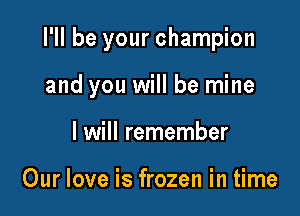 I'll be your champion

and you will be mine

I will remember

Our love is frozen in time