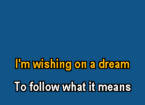 I'm wishing on a dream

To follow what it means
