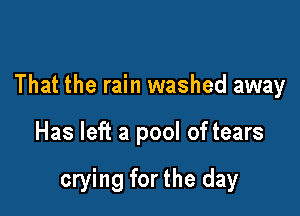That the rain washed away

Has left a pool of tears

crying for the day