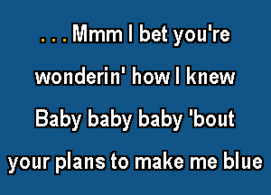 ...Mmm I bet you're

wonderin' howl knew

Baby baby baby 'bout

your plans to make me blue