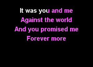 It was you and me
Against the world
And you promised me

Forever more