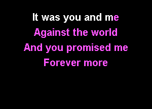 It was you and me
Against the world
And you promised me

Forever more