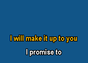 I will make it up to you

I promise to