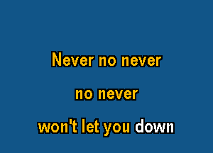 Never no never

no never

won't let you down