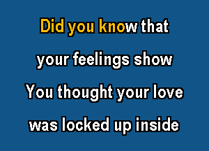 Did you knowthat

your feelings show

You thought your love

was locked up inside