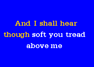 And I shall hear

though soft you tread

above me