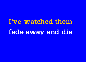 I've watched them

fade away and die