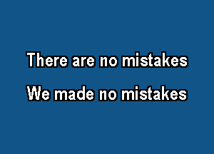 There are no mistakes

We made no mistakes