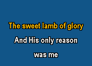 The sweet lamb of glory

And His only reason

was me